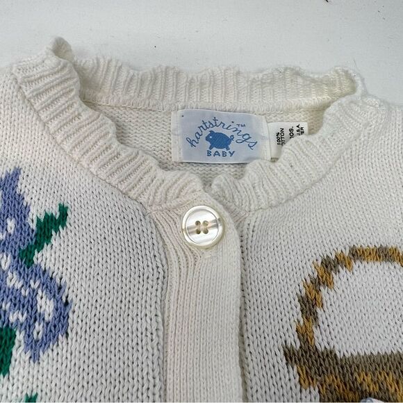 Vintage EUC 1990s Heartstrings Easter Chicks Cardigan Sweater Deadstock 24 M - Picture 3 of 9